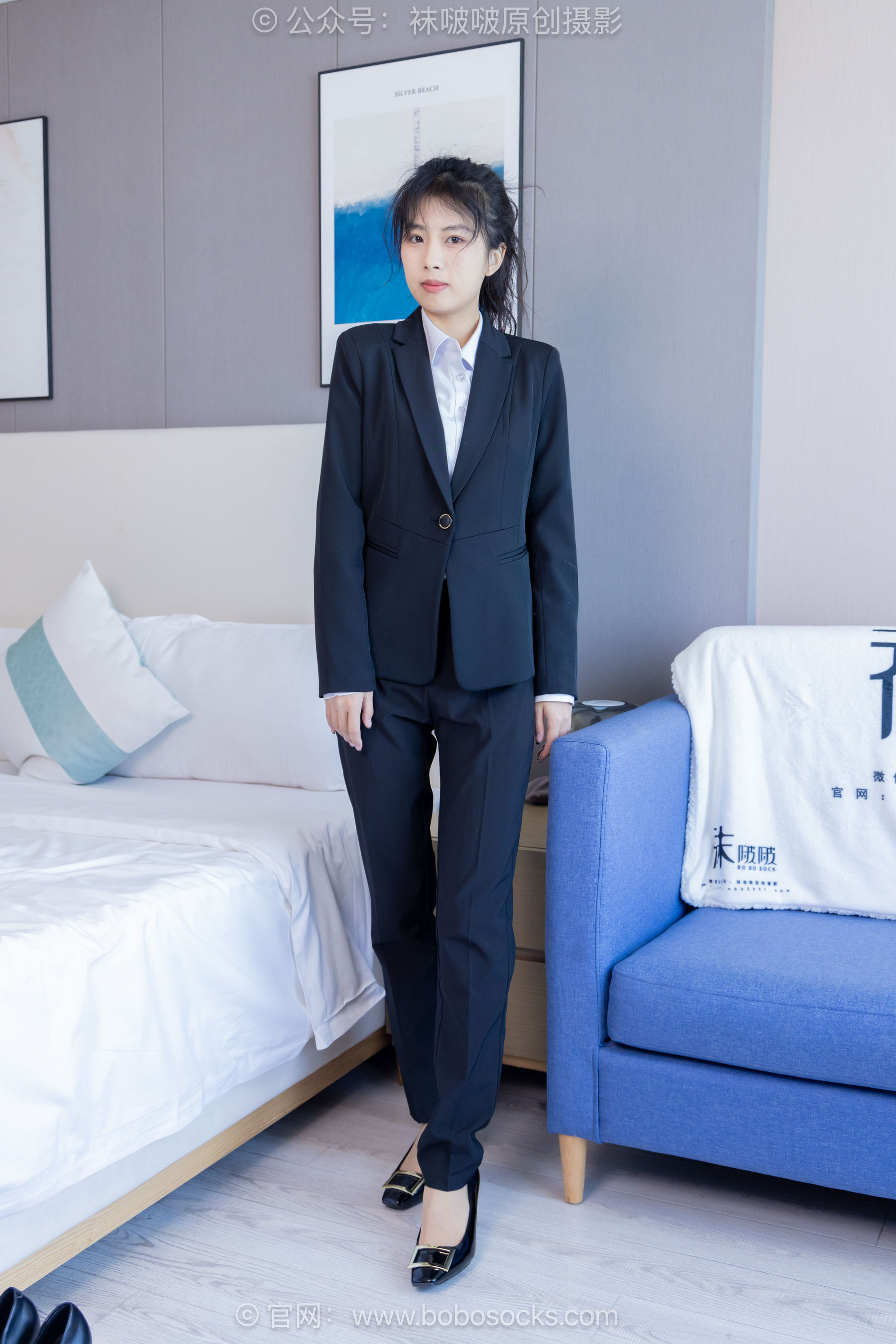 BoBoSocks袜啵啵模特奶油白领OL制服裤里丝写真-御萝部落