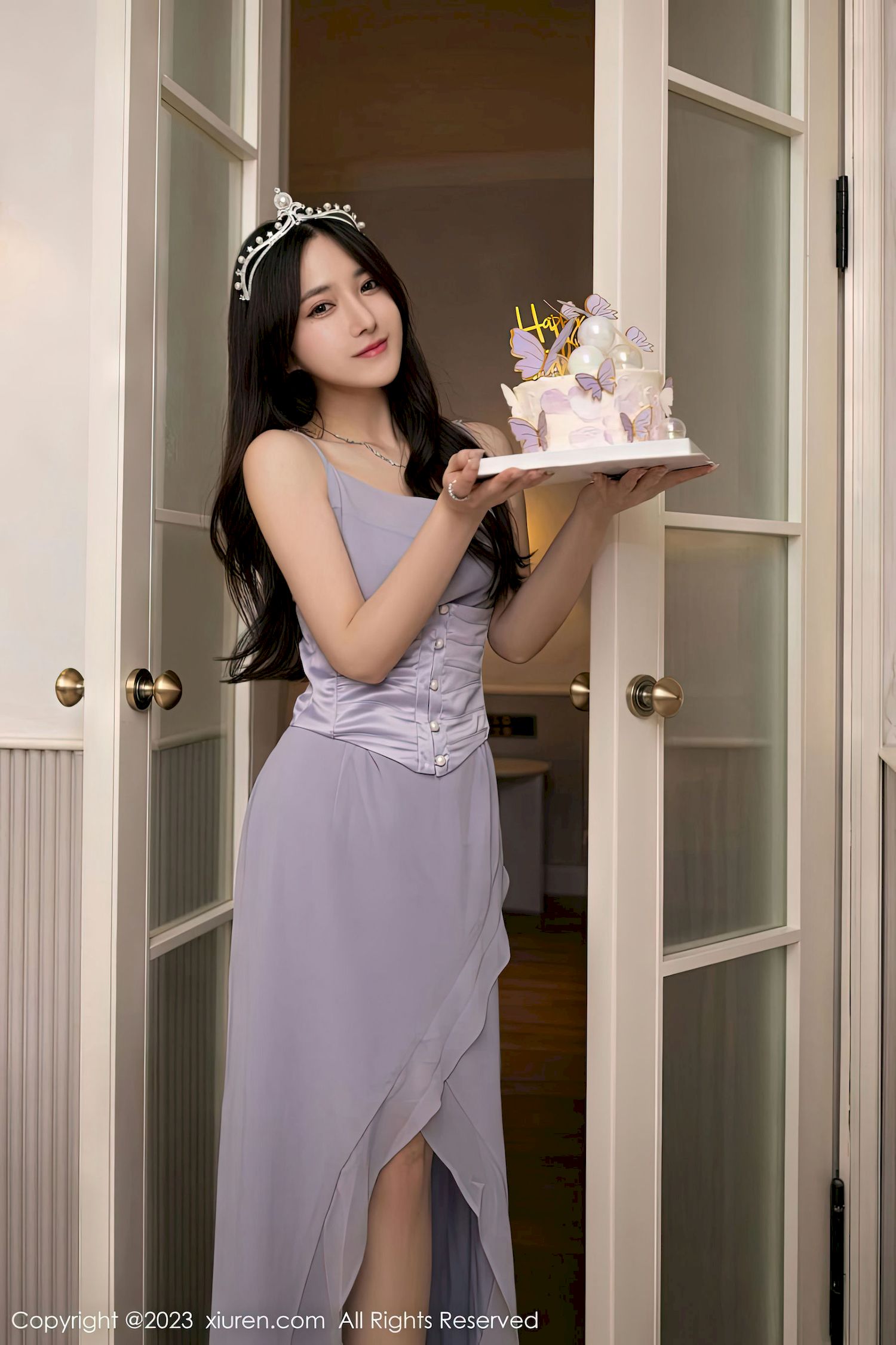 鱼子酱Fish - 紫灰色连衣长裙珠三角旅拍