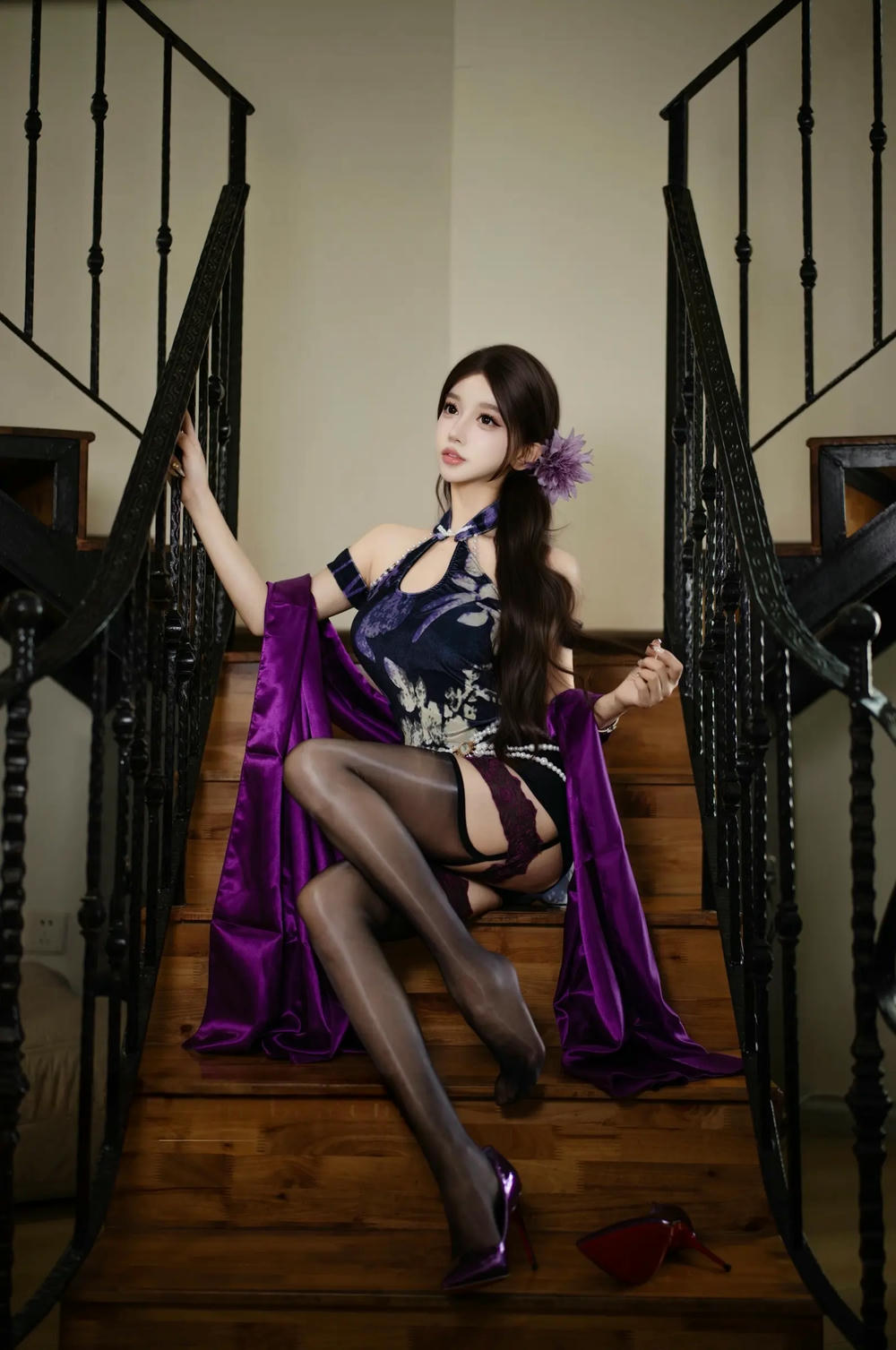 图片[8]-過期米線喵 紫韻旗袍【20P】 – COSPLAY-薇薇部落