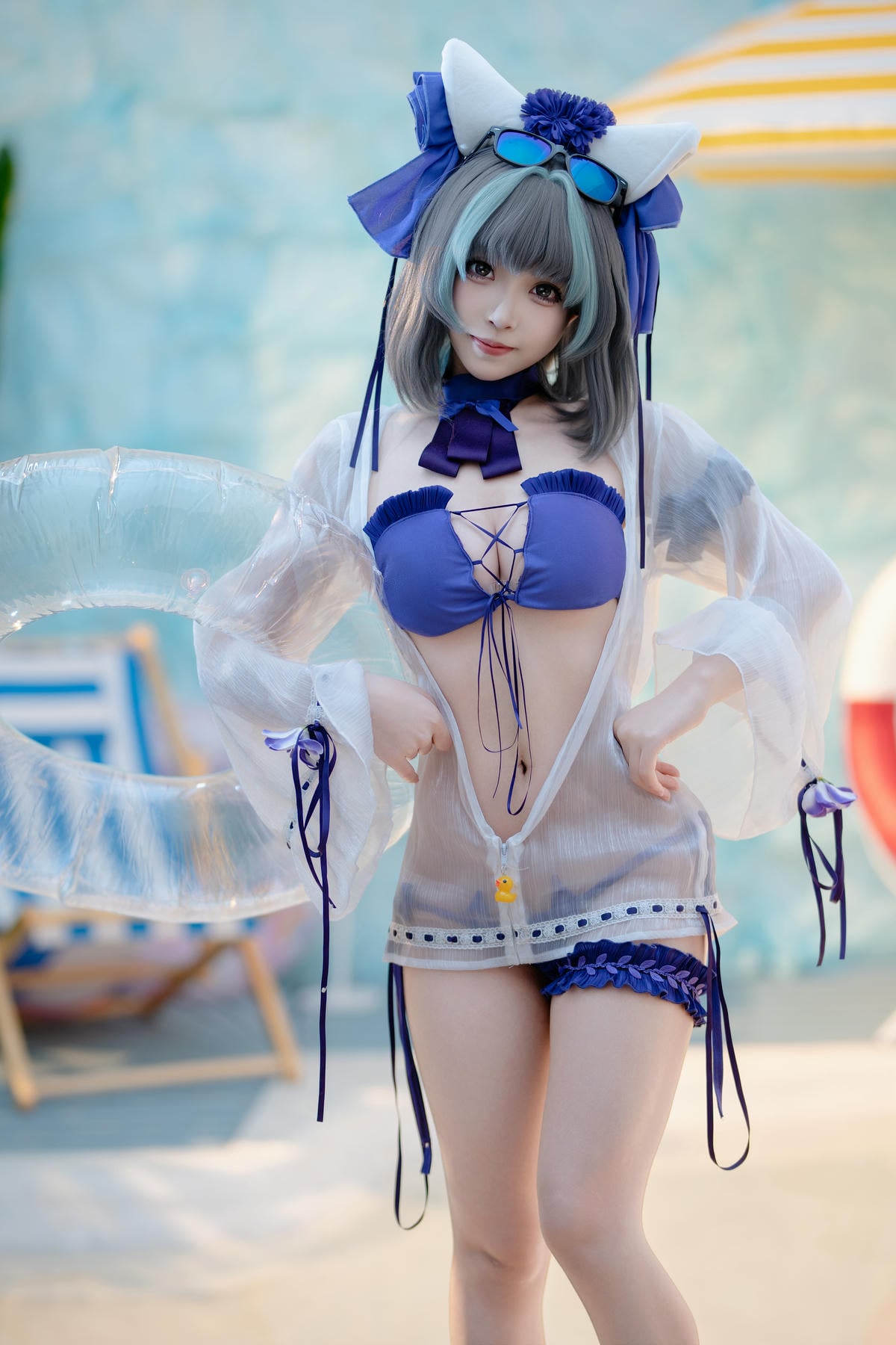 Bangni邦尼 cosplay Cheshire Swimsuit – Azur Lane【86P】 – COSPLAY-薇薇部落